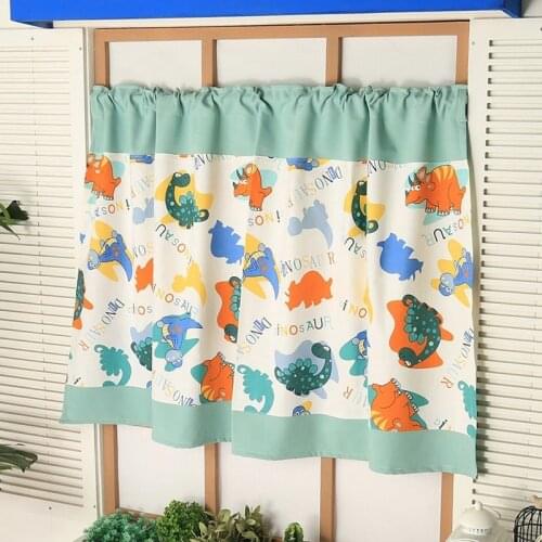 Cartoon Printed Short Curtain Pastoral Style Half-curtain Dustproof Curtain Partition Washable Cabinet Drapes for Kitchen Decor