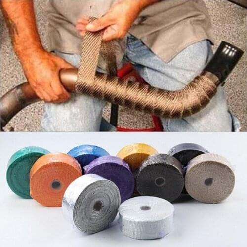 5m Exhaust Pipe Cloth Glass Fiber Tape Auto Exhaust Pipe Wrap Insulation Cotton Cloth Insulation Heat Wrapped Tape