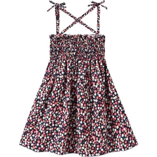 TELOTUNY Summer dress Baby Kid Girls Flowers Print Ruched Strap Summer Princess DressChildren Clothes Girl Casual Sundress