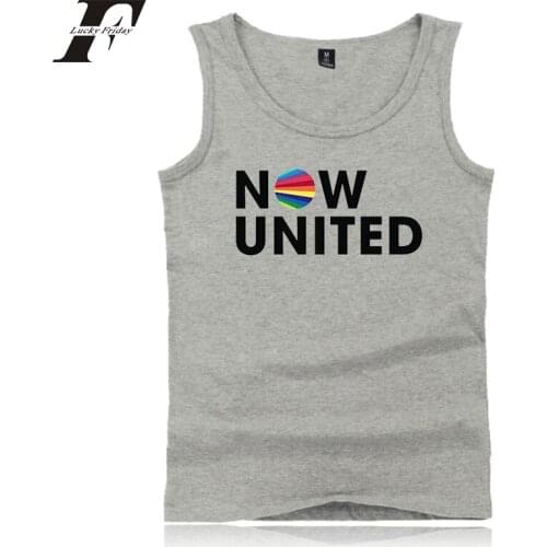 2020 Kpop Now United Tank Top for Men/women Oversize O-neck Print Vest Mens Sleeveless Funny Tank Top Casual Cotton Broadcloth
