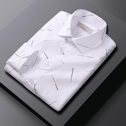 2021 Autumn Mens Long Sleeve Shirts Big Size M-5XL Slim Fit Formal Male White Blue Business Social Dress Shirts Mans Clothing