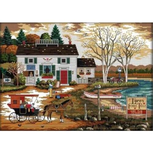DIY Western House Cross Stitch Set Embroidery Needlework Diamond Painting Handmade Craft GJ781