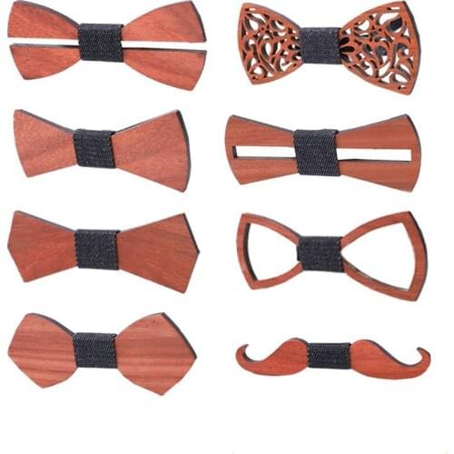 2021 NEW 4 Styles Delicate Wood Bow Tie Mens Wooden Bow Ties Party Business Butterfly Cravat Party Ties For Men Women Kids