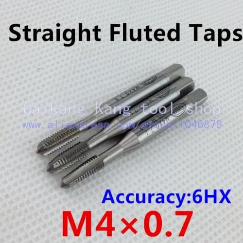 New 3/set M4*0.7 Wire tapping Tap & Die Straight Fluted Taps Accuracy: 6HX High-Speed Steel + Cobalt M4*0.7