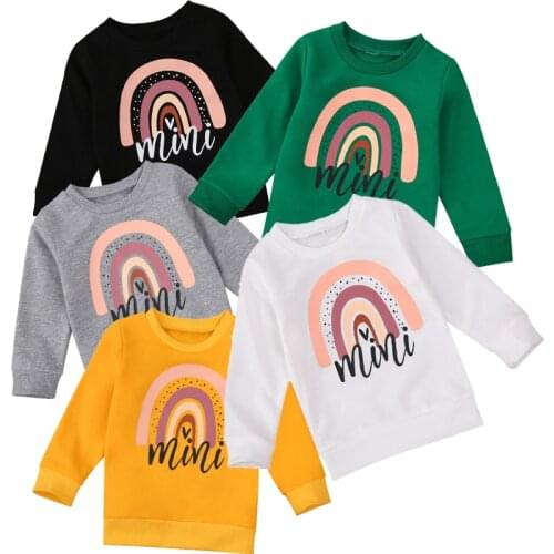 1-5Years Toddler Kids Boys Girls Sweatshirts Casual Autumn Winter Children Baby Long Sleeve Pullover Rainbow Print Hoodies Tops