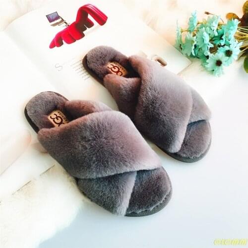 Women Home Slippers Winter Warm Shoes Woman Slip on Flats Slides Female Faux Fur Slippers 36-41 wholesale