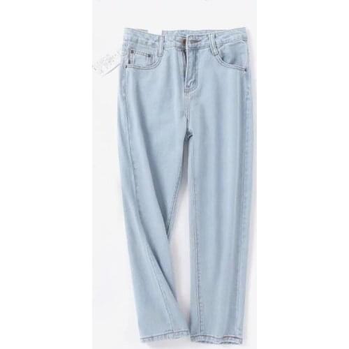 Autumn Loose Harem Jeans Woman High Waist Light Blue Boyfriend Jeans Womens casual spring Ankle-Length Jeans denim Pants