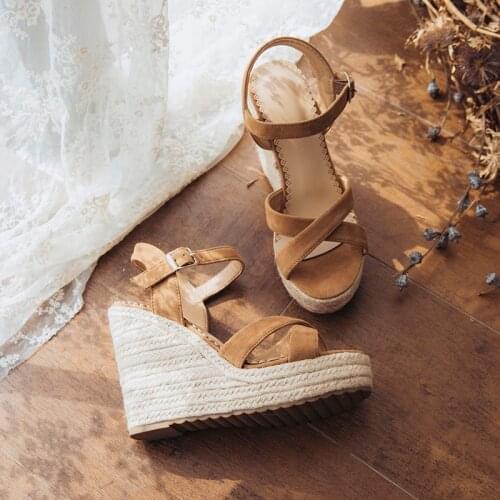 Zapatos Mujer Ladies Shoes Woman Chaussure Gladiator Women Wedge Summer Sandals Pumps Cross-tied High Heels Platform