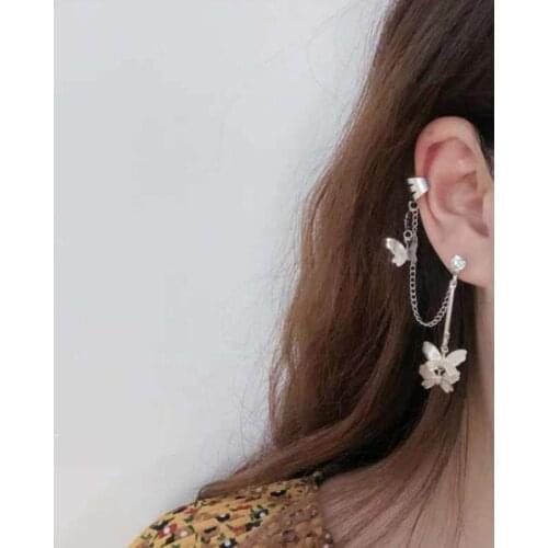 1 Pair Fashion Butterfly Clip Earrings Ear hook Stainless Steel Ear Clips Double pierced Earring Earrings Women Girls Jewelry