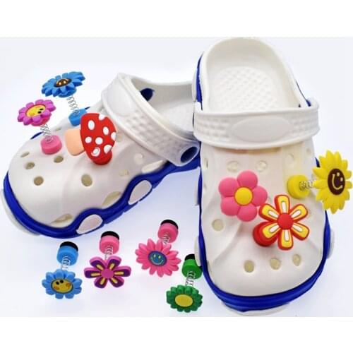 1 Pcs Creative Spring Shoe Charms Accessories Flower Shoe Decorations PVC Croc Jibz Buckle for Kids Adult Bracelets Wristbands