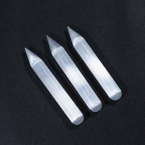 1pcs Natural selenite white stone cream massage stick gypsum crystal