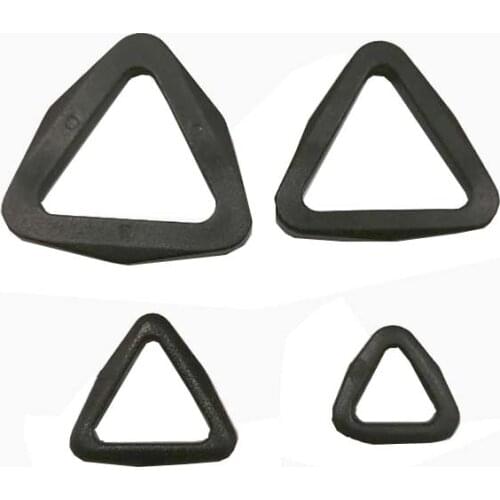 100pcs 4 Small izes black POM adjustable buckles plastic KAM slider Tri-angle buckle rings backpack webbing straps