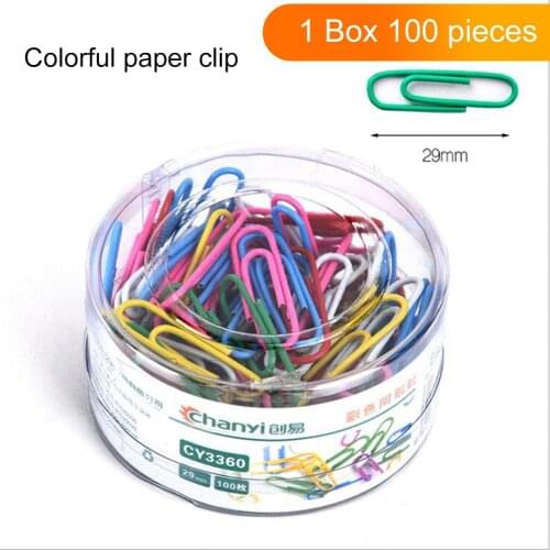 100Pcs/Set Colorful Metal Paper Clip Binder Clip Paper Office Stationery Binding Supplies Office School Stationery Marking Clips