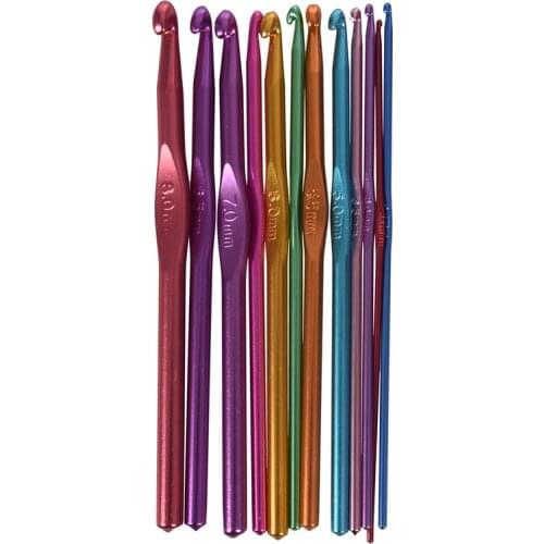 12x Metal Needles Crochet Hooks Set With Case Yarn Craft Kit Multicolor ran