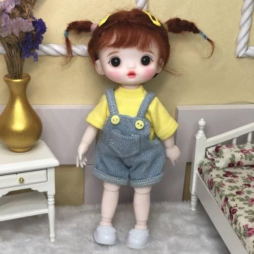 16cm Wig BJD Doll Movable Joints Cute Face DIY Bjd Dolls with Big Eyes Bjd Toys Gifts for Girl Handmand Toy