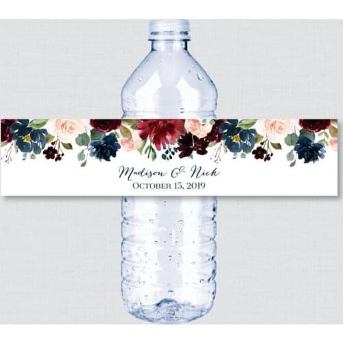 24 Pieces, Stickers, Birthday,Bride Show, Graduation,Anniversary, Custom Personalized Floral Wedding Water Bottle Labels