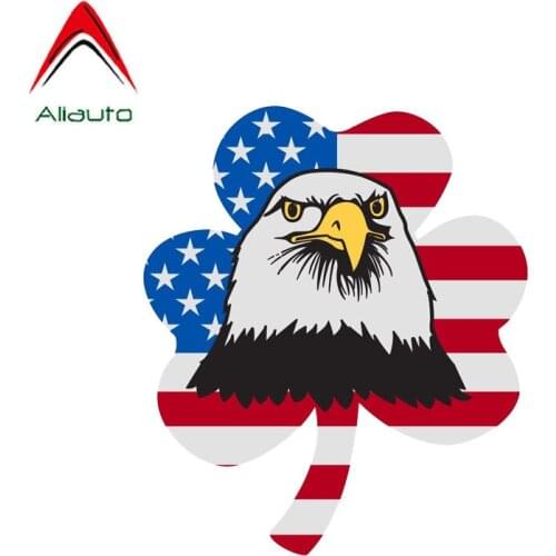 Aliauto Personality Car Sticker American Flag Eagle Clover Accessories Creative Decal PVC for Motorcycle Opel Seat Kia,14cm*12cm