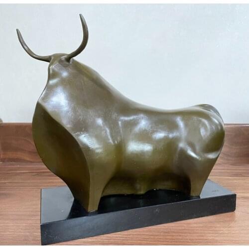Bronze Abstract Bull Statue Animal Sculpture Marble Base Classy Home Decoration Figurine Art Hot Casting