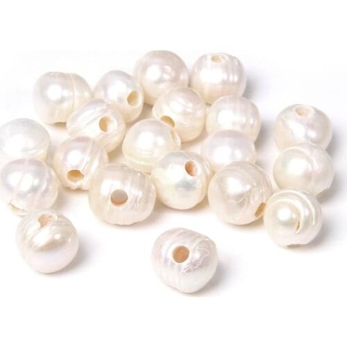 Large Hole Pealrs Beads 6-11 mm Natural Freshwater White Baroque Pearls For DIY Making Jewelry Accessory Necklace Drop Earrings