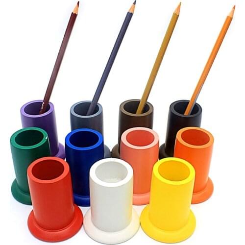 Baby Montessori Material Wood 11 Colors Colorful Pen Container Holder Pen Pencil Holder Toys for Toddlers Infant Early Learning