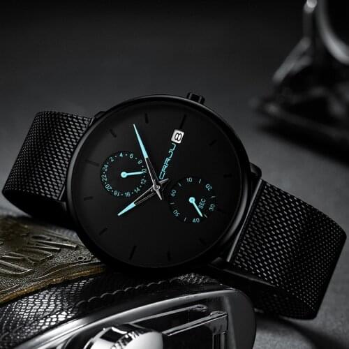 Men Watches Luxury Brand 2-Pin Date Calendar Watches Men Stainless Steel Mesh Watch Mens Casual Quartz Watch Relogio Masculino