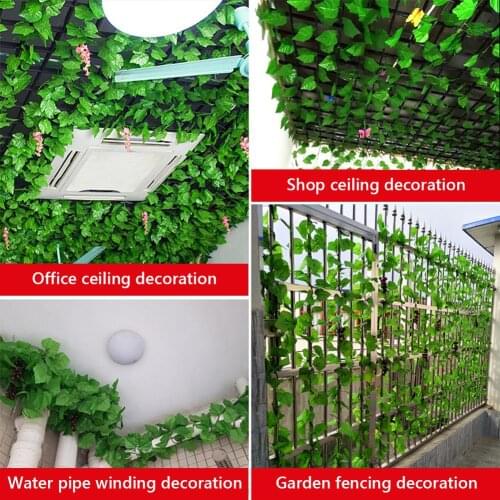 1Pcs Hanging Artificial Green Leaf Garland Plants Ivy Vine Foliage Plastic Fake Plants Party Supplies Wedding Garden Home Decor