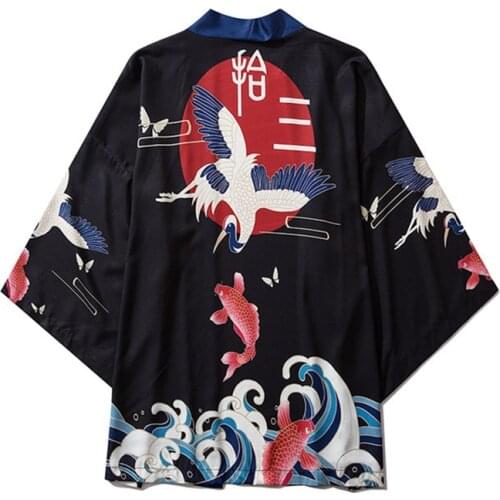 Japanese yukata japan tops kimono traditional kimono cardigan kimono jacket yukata men floral print casual loose tops Robe