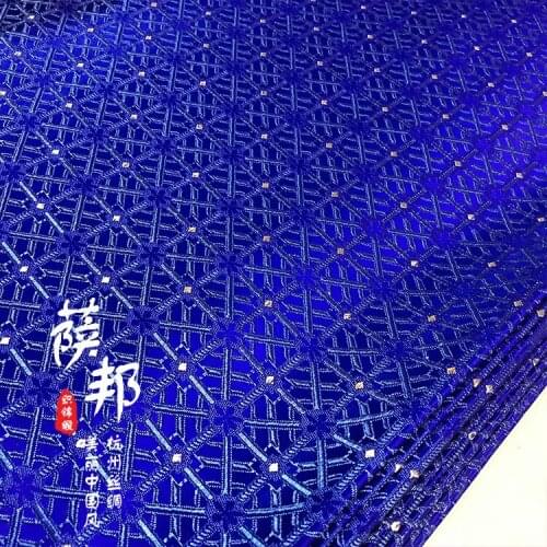 Chinese blue Silk fabric brocade Satin fabric for COSPLAY/Kimono/Mongolia clothing/Stage suit 1order=1meter