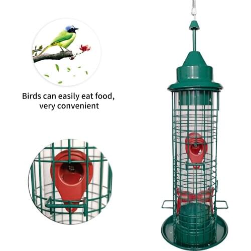 Bird Feeder Outdoor Hanging Bird Feeders Squirrel Proof Mesh Metal Bird Feeding Container with 4 Feeding Ports for Garden Yard