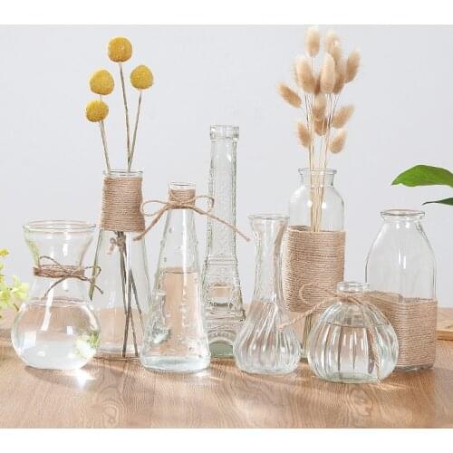Creative Crystal Glass Vase Arrangement Hydroponic Flower Pot Ornament European Home Office Desktop Plants Basket Decoration