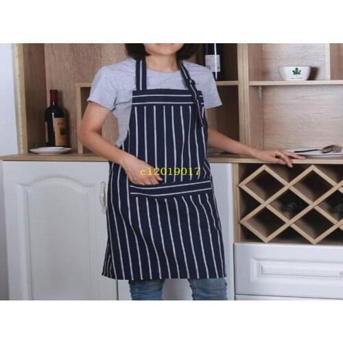 Nordic wind deep blue stripes home kitchen adult apron