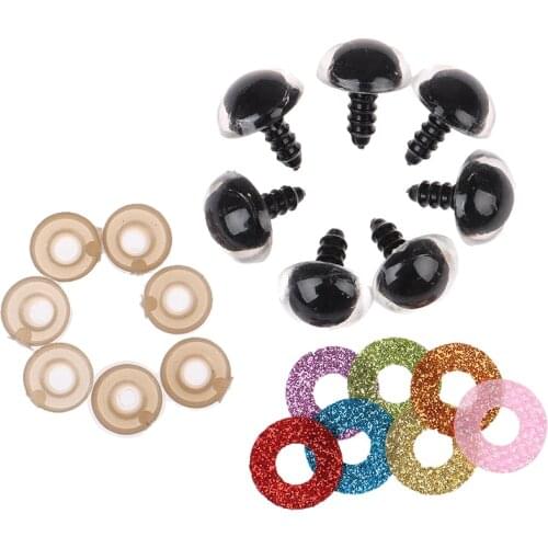 16MM 10pcs Stuffed Toys Glitter Safety Eyes Nonwovens Washer Clear Doll Eyes Dolls Accessories