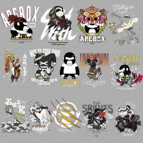 China trend Animal stickers Japanese cartoon panda heat transfer fashion tide brand clothing DIY washable customization