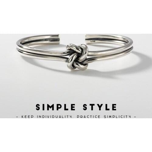 Natural 925 sterling silver rope knot temperament ladies resizable silver bracelet bracelet for women bracelet for women