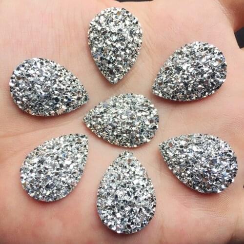 Wholesale 18*25mm AB Colors Convex Mineral Surface Crystal Resin Rhinestone Flatback Cabochon Stone Wedding Decoration -105pcs