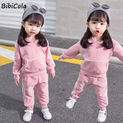 Autumn Winter Clothes Set Children Cartoon Thick Velvet Hoodies Pants 2pcs Tracksuits For Baby Boys Girls Kids Clothing Suits