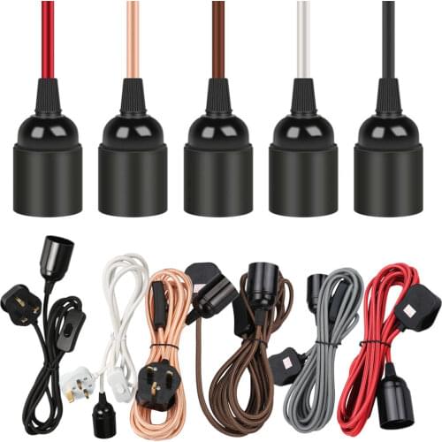 Lamp Bases Extension Hanging Lantern Cord Cable UL 2/3/4M E27 Socket On/Off Button Plug in Pendant Lighting Socket LED Holder