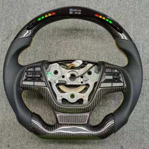 Perforated Leather LED Carbon Fiber Steering Wheel Sprort Car Volante Esportivo Fit For Hyundai Elantra