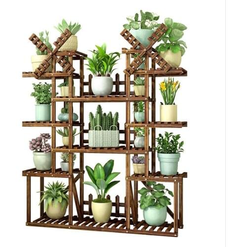 Flower shelf multi-storey indoor special racks balcony wrought iron living room solid wood fleshy floor plant pot rack
