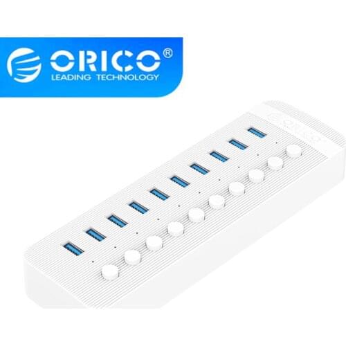 ORICO Industrial USB 3.0 HUB 10 Ports ABS USB OTG Splitter On/Off Switch With 12V Power Adapter Multi-system compatibility