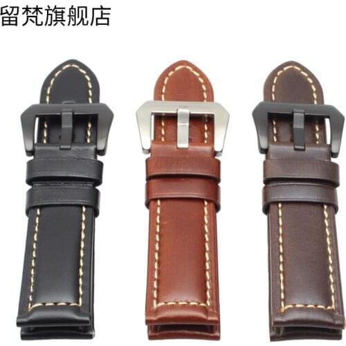 Handmade Genuine Leather Watchband 20MM 22mm 24mm 26mm For Panerai seiko Huawei gt2 honor Samsung Galaxy Watch strap bracelets
