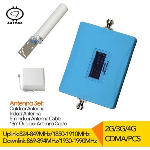 ZQTMAX 2G 3G 4G Repeater Signal Amplifier 850 1900 Dual Band CDMA PCS Mobile Phone Signa Booster with antenna accessories