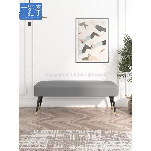Light Luxury Bench Leather Stool Shoes Stool Rectangular Nordic Sofa Bed Tail Stool Clothing Store Dining Table Bench Household