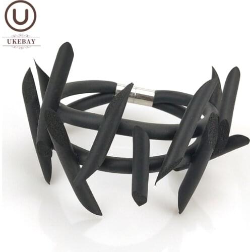 UKEBAY 2020 New Rubber Bracelets Women Black Chains Elasticity Soft Charm Bracelet Handmade Punk Gothic Bangles Hand Accessories