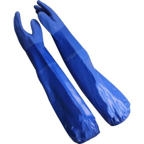 Waterproof Gloves Blue PVC Matte Gloves Oil Resistant Wear-Resistant Aquatic Products Fishing Catch