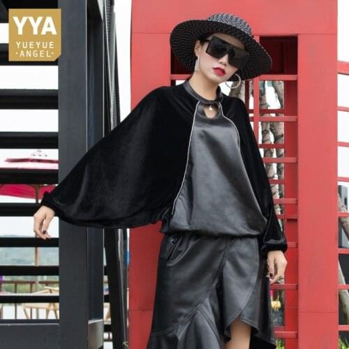 Autumn New Fashion Women Sheepskin Real Leather Jacket Pullover Batwing Sleeve Patchwork Tops Loose Fit Stand Collar Outwear 3XL