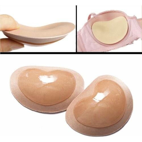 1Pair Adhesive Breast Enhancer Bikini For Women Bra Swimsuit Invisible Heart Padding Magic Bra Insert Pads Push Up Silicone Bra