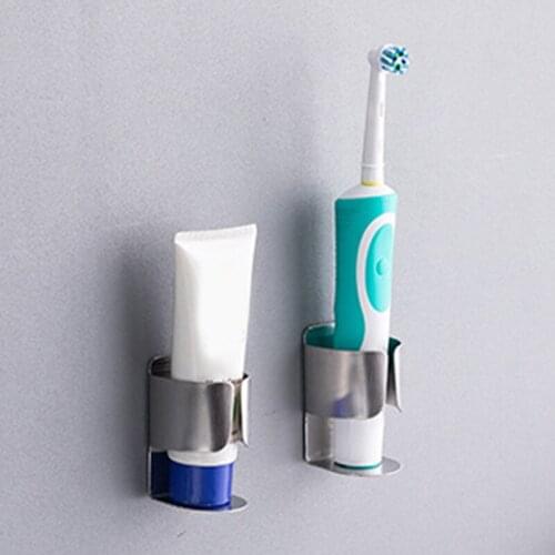 1pcs Stainless Wall-Mounted Electric Toothbrush Rack Creative Non-Marking Double-Sided Brushed Electric Toothbrush Rack