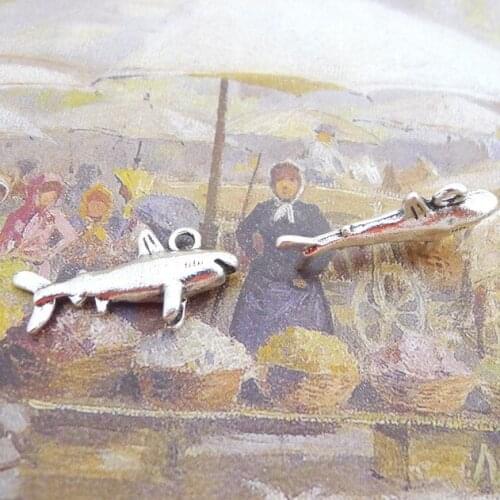 10pcs/Lot 13x26mm Shark Fish Alloy Charms Antique Silver Color Pendants for DIY Jewelry Making Charm