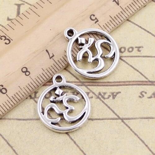 10pcs Charms Circle Yoga Om 18x20mm Tibetan Silver Color Pendants Antique Jewelry Making DIY Handmade Craft